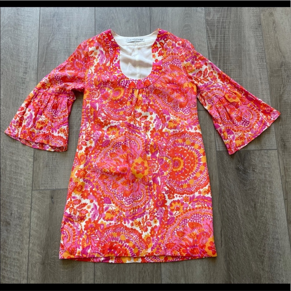 Trina Turk Pink Orange Floral Shift Dress
